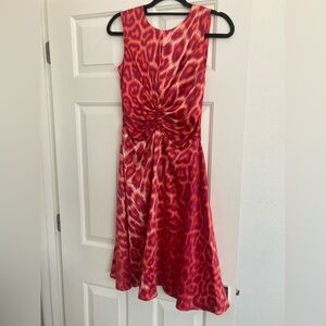 Roberto Cavalli Just cavalli Red Leopard-Print Satin Dress with Twisted Front 42